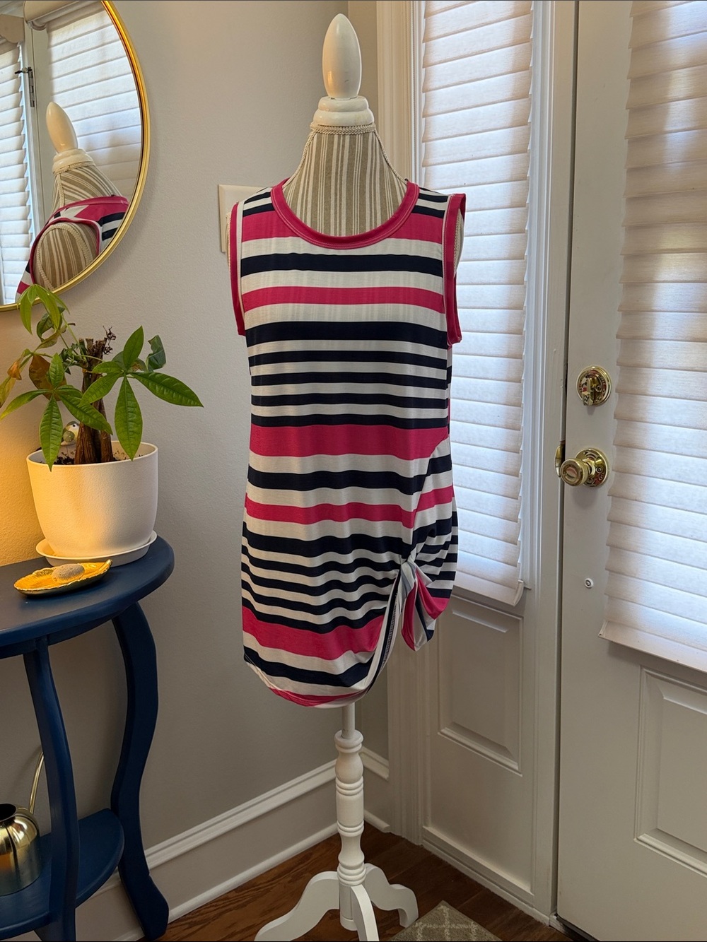 HEIMISH USA Pink, Blue & White Striped Tank Top